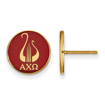 Vergoldet Sterlingsilber Logoart Alpha Chi Omega Sorority Symbol Farbe Emaille Ohrstecker