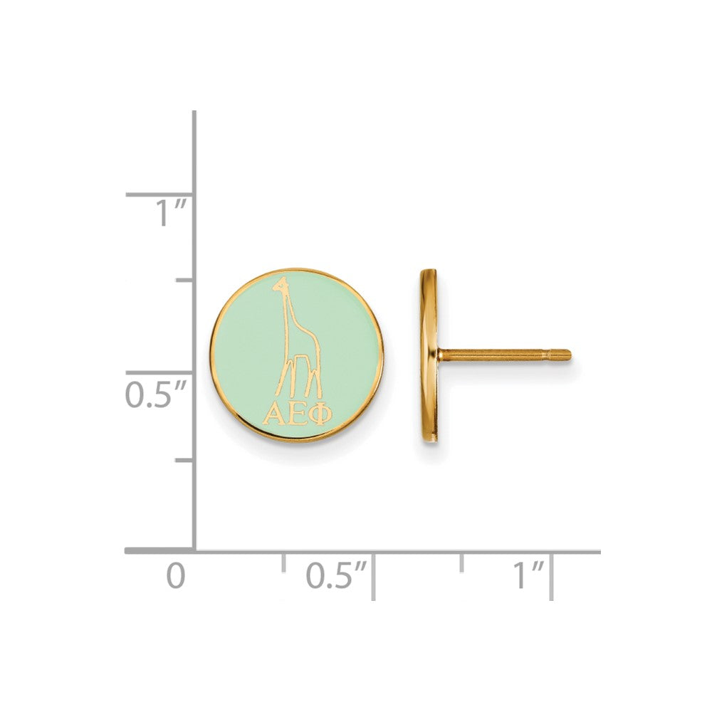 Vergoldet Sterlingsilber Logoart Alpha Epsilon Phi Sorority Symbol Farbe Emaille Ohrstecker