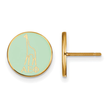 Vergoldet Sterlingsilber Logoart Alpha Epsilon Phi Sorority Symbol Farbe Emaille Ohrstecker
