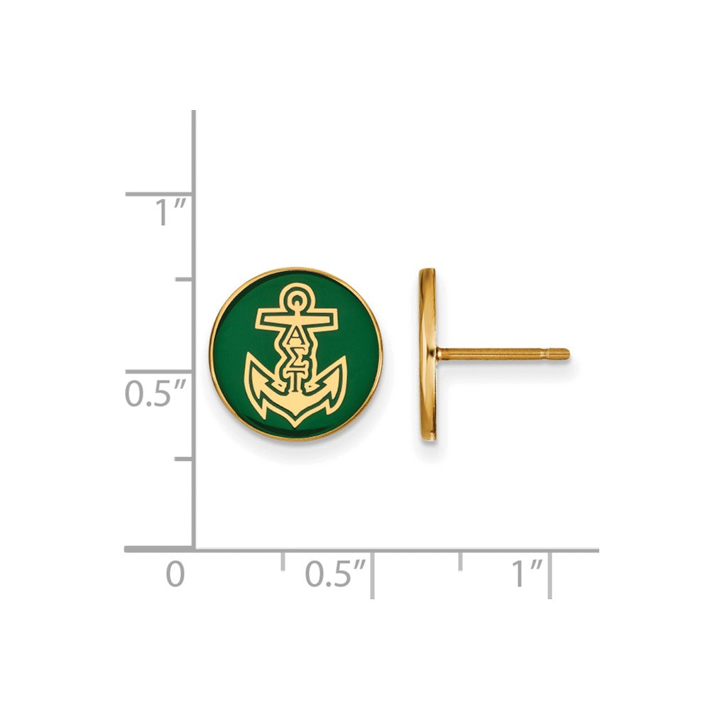 Vergoldet Sterlingsilber Logoart Alpha Sigma Tau Sorority Symbol Farbe Emaille Ohrstecker