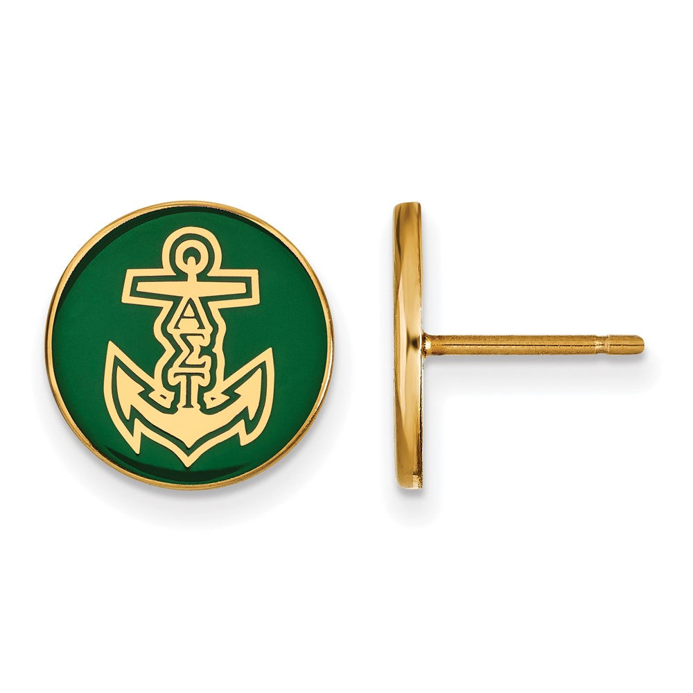 Vergoldet Sterlingsilber Logoart Alpha Sigma Tau Sorority Symbol Farbe Emaille Ohrstecker