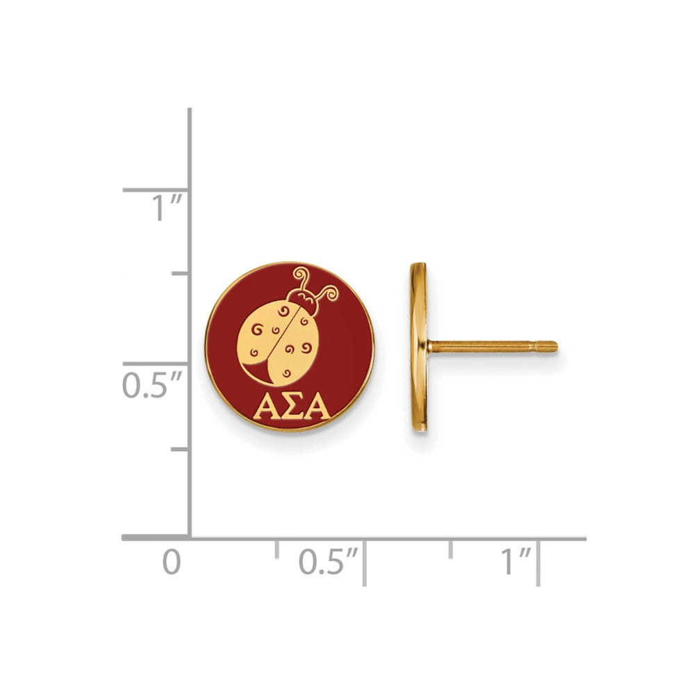 Vergoldet Sterlingsilber Logoart Alpha Sigma Sorority Symbol Farbe Emaille Ohrstecker