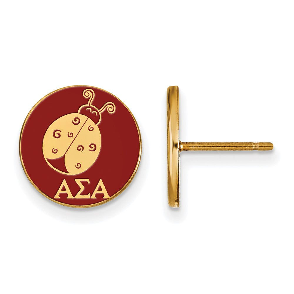 Vergoldet Sterlingsilber Logoart Alpha Sigma Sorority Symbol Farbe Emaille Ohrstecker