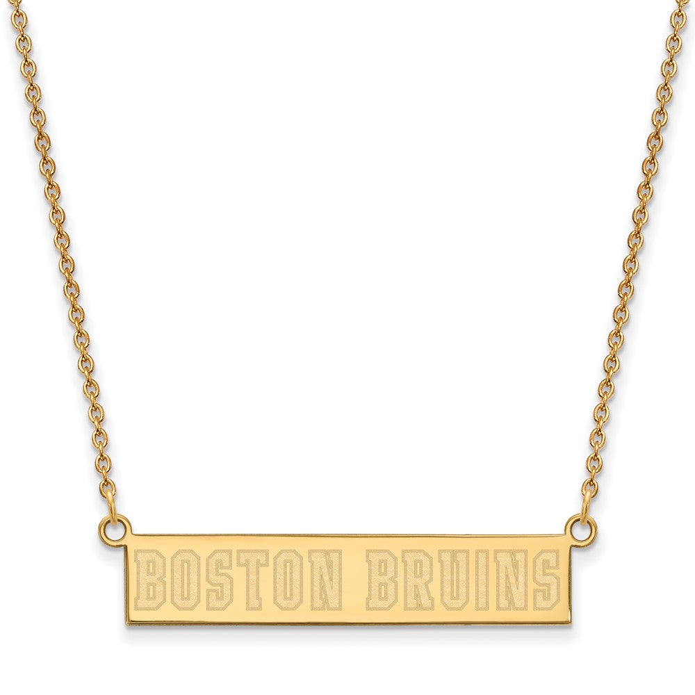 Vergoldet Sterlingsilber Nhl Logoart Boston Bruins Klein Stab 18 Zoll Halskette