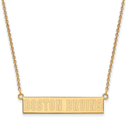 Vergoldet Sterlingsilber Nhl Logoart Boston Bruins Klein Stab 18 Zoll Halskette