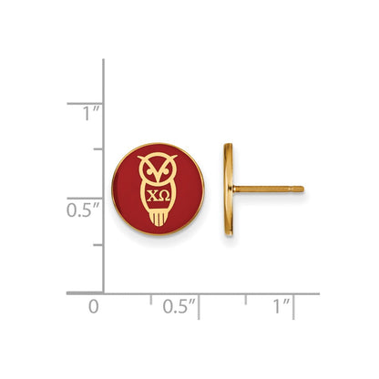Vergoldet Sterlingsilber Logoart Chi Omega Sorority Symbol Farbe Emaille Ohrstecker