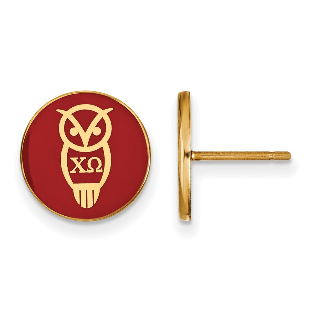 Vergoldet Sterlingsilber Logoart Chi Omega Sorority Symbol Farbe Emaille Ohrstecker