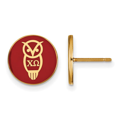 Vergoldet Sterlingsilber Logoart Chi Omega Sorority Symbol Farbe Emaille Ohrstecker