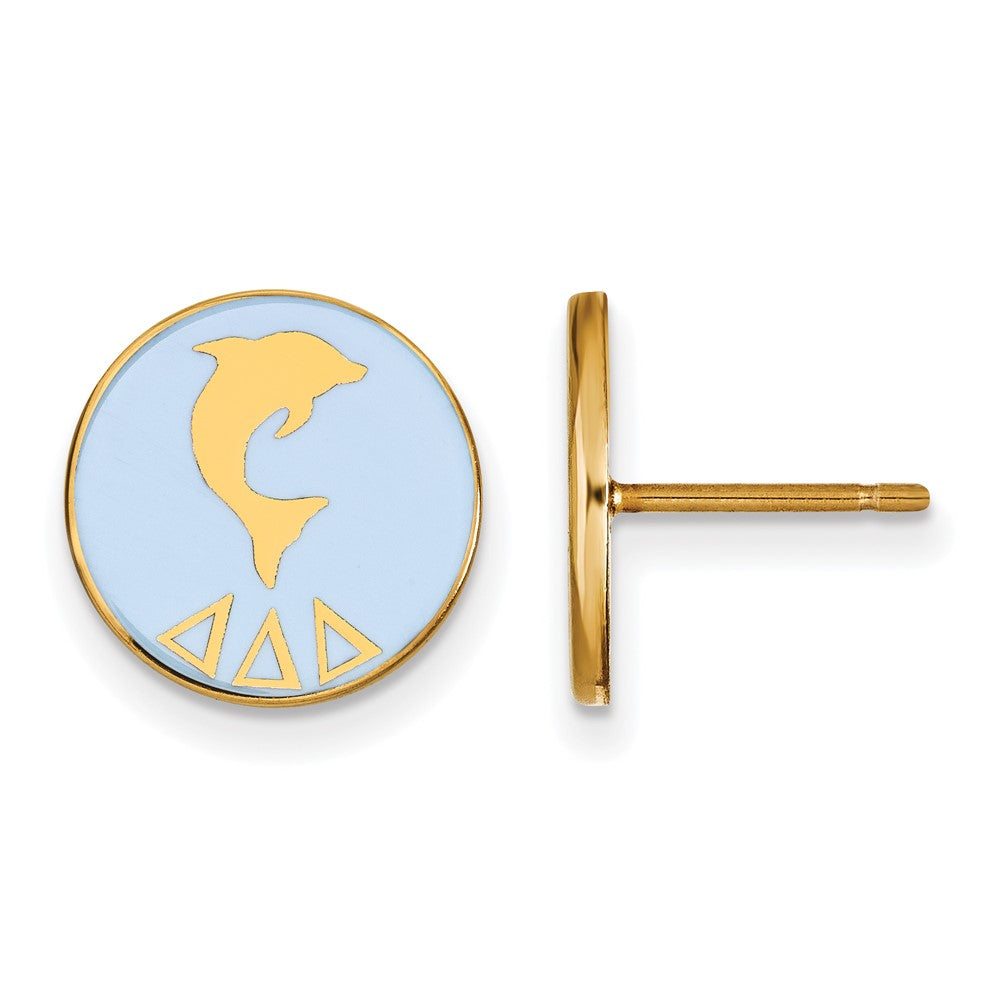 Vergoldet Sterlingsilber Logoart Delta Sorority Symbol Farbe Emaille Ohrstecker