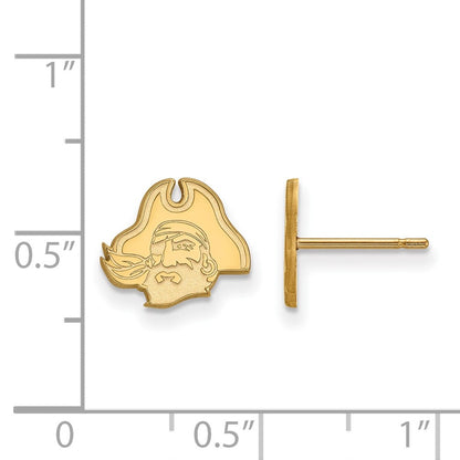 Vergoldet Sterlingsilber Logoart Ost Carolina University Pirat Extra Klein Ohrstecker
