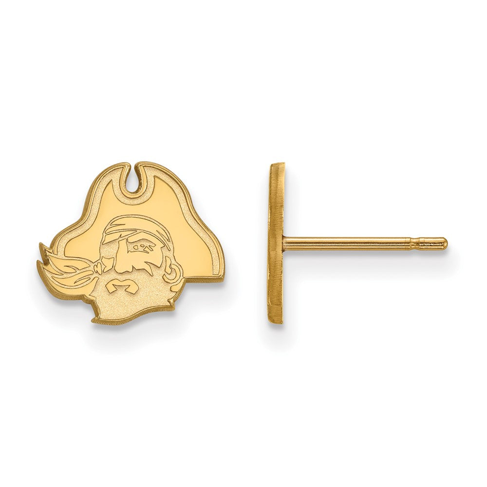 10K Gelbgold Logoart Ost Carolina University Pirat Extra Klein Ohrstecker