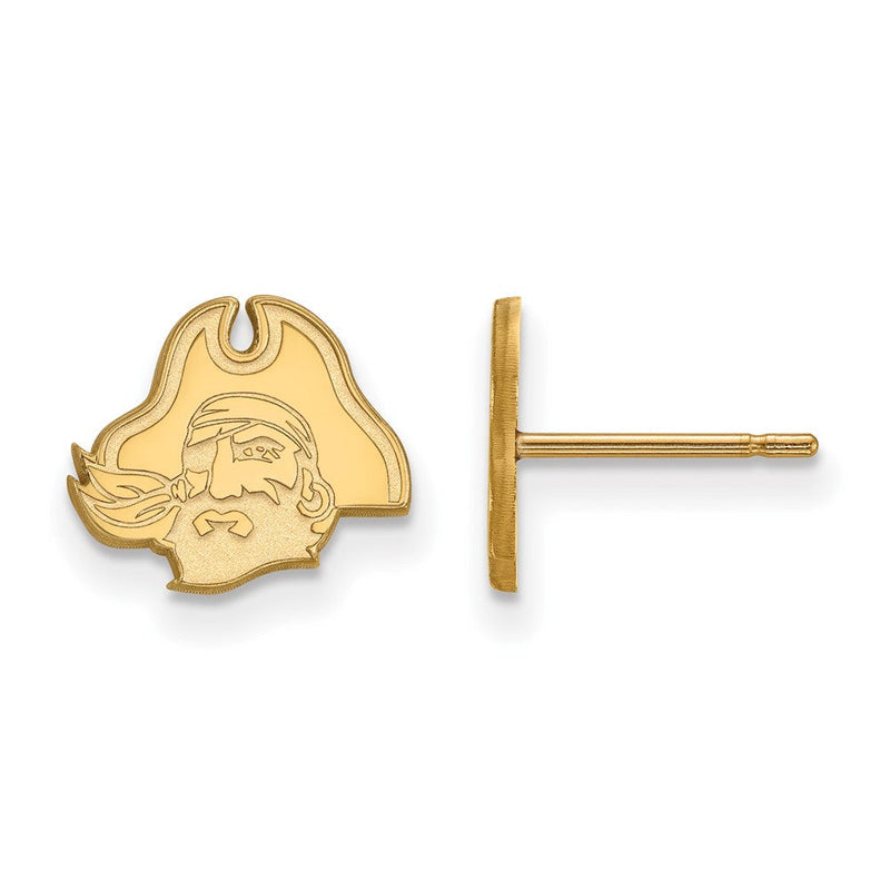 10K Gelbgold Logoart Ost Carolina University Pirat Extra Klein Ohrstecker