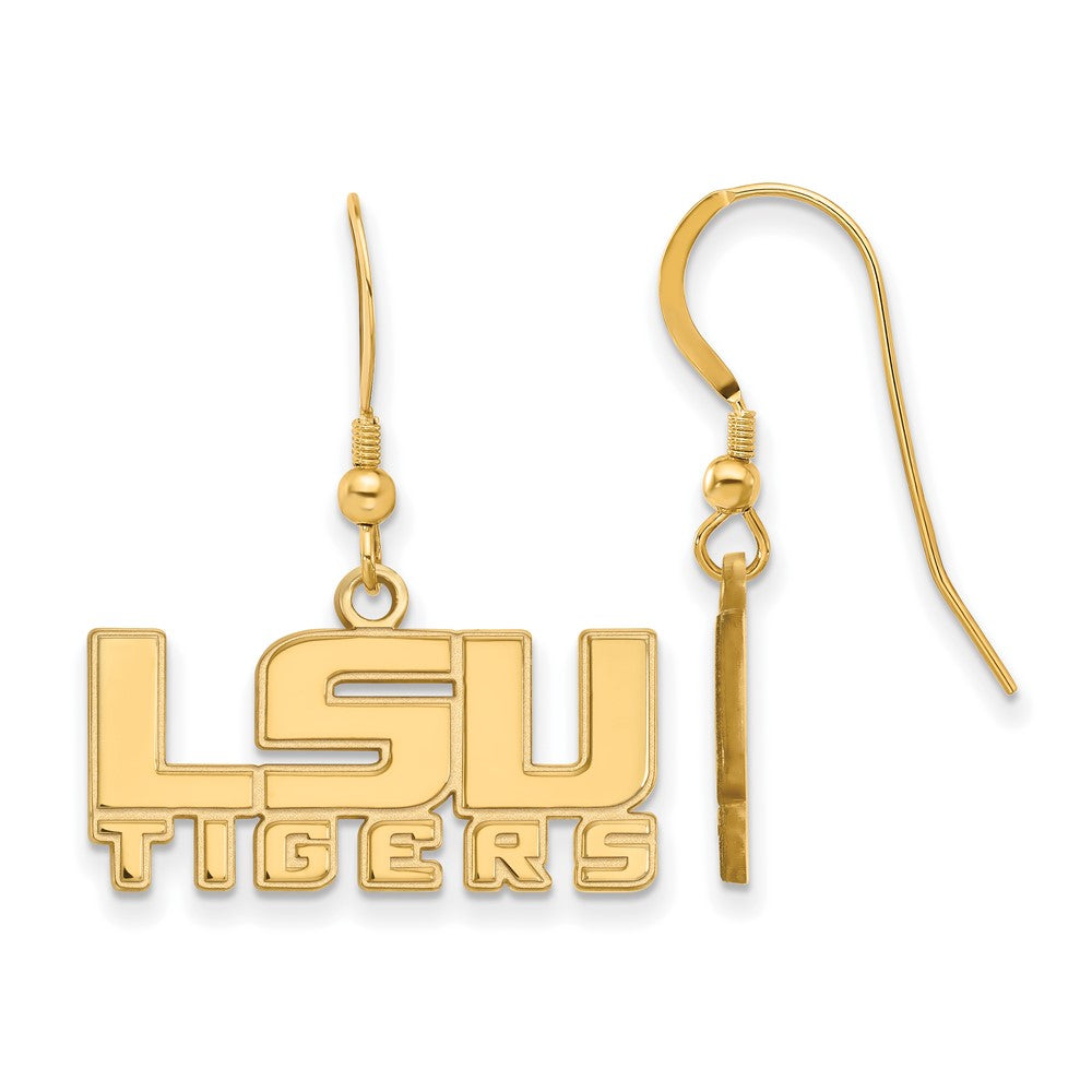 Vergoldet Sterlingsilber Logoart Louisiana State University L S U Tigers Klein Hängend Draht Ohrringe