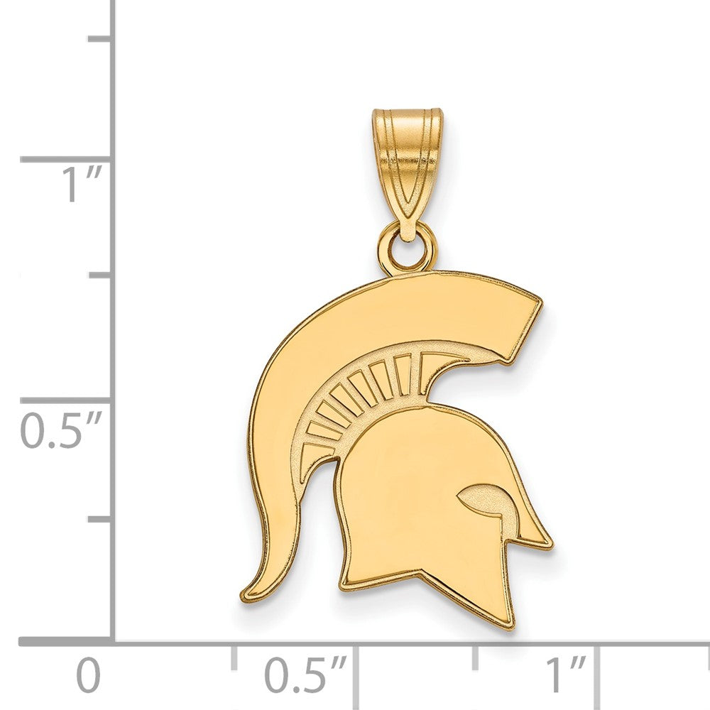 Vergoldet Sterlingsilber Logoart Michigan State University Spartan Groß Anhänger
