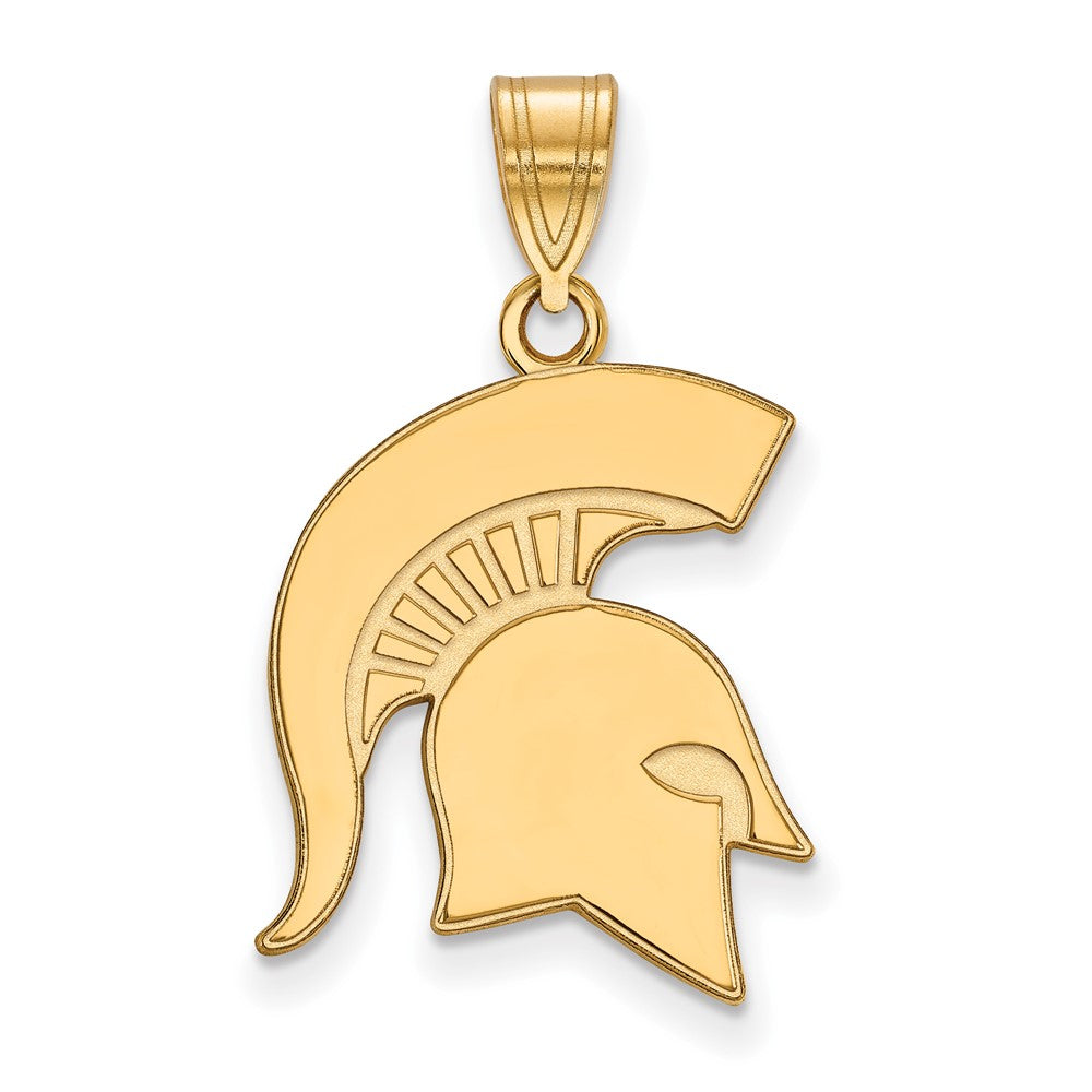Vergoldet Sterlingsilber Logoart Michigan State University Spartan Groß Anhänger