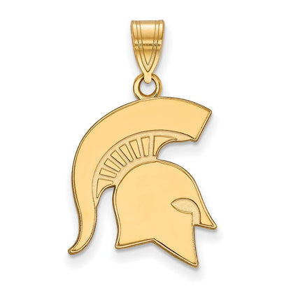 Vergoldet Sterlingsilber Logoart Michigan State University Spartan Groß Anhänger