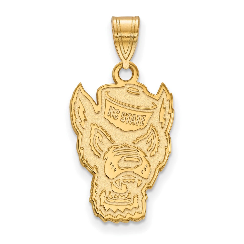 Vergoldet Sterlingsilber Logoart North Carolina State University Wolf Groß Anhänger