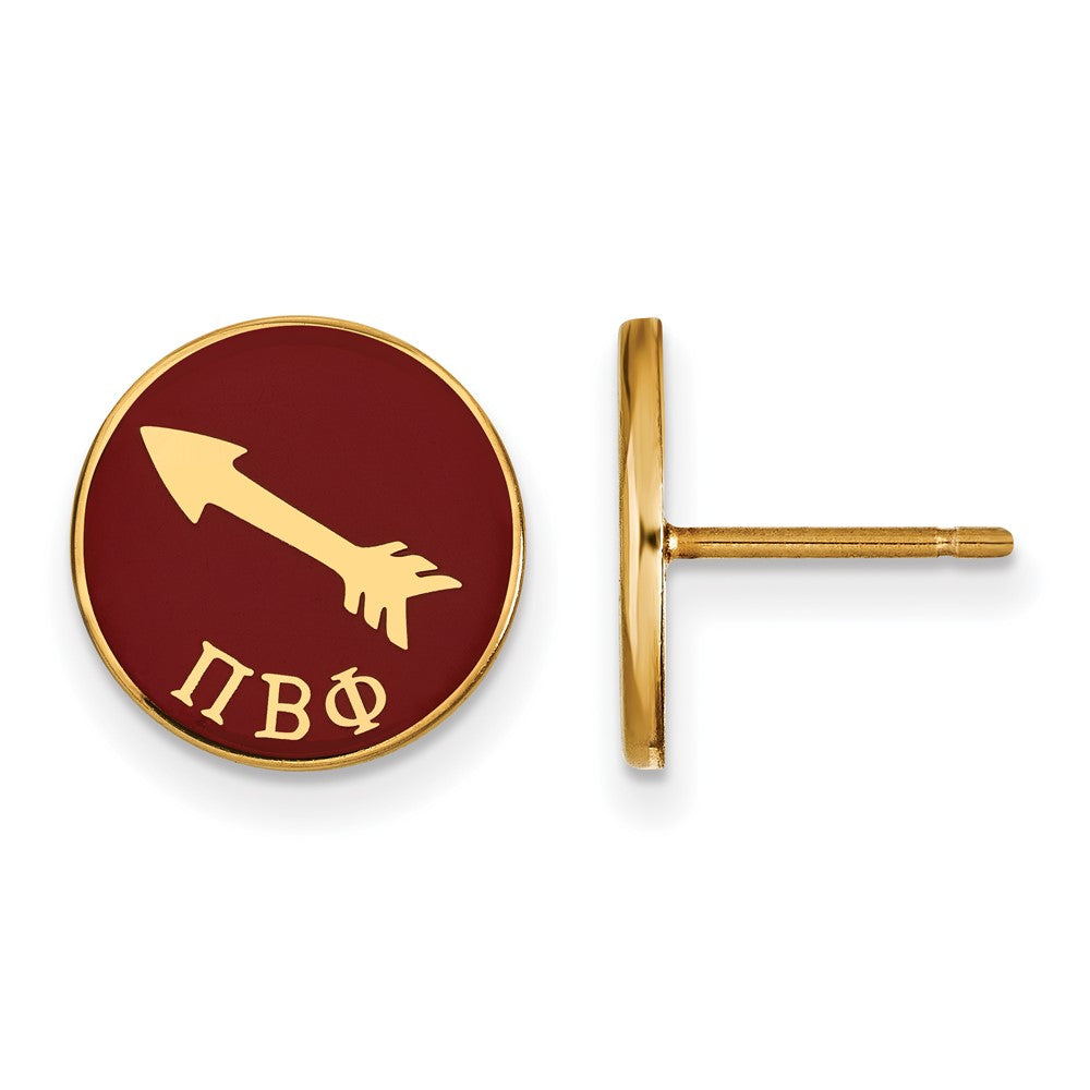Vergoldet Sterlingsilber Logoart Pi Beta Phi Sorority Symbol Farbe Emaille Ohrstecker