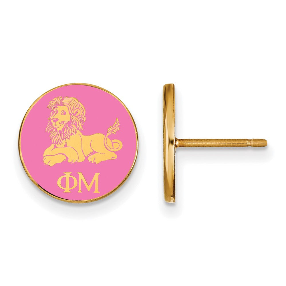 Vergoldet Sterlingsilber Logoart Phi Mu Sorority Symbol Farbe Emaille Ohrstecker