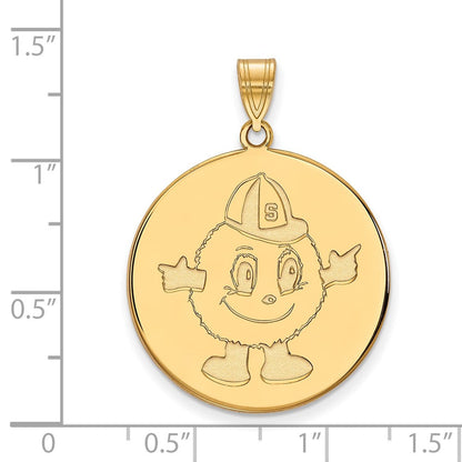 14K Gelbgold Logoart Syracuse University Mascot Extra Groß Plättchen Anhänger