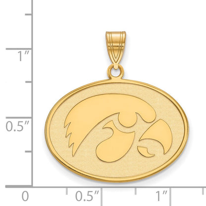 Vergoldet Sterlingsilber Logoart University Of Iowa Hawk Groß Oval Anhänger