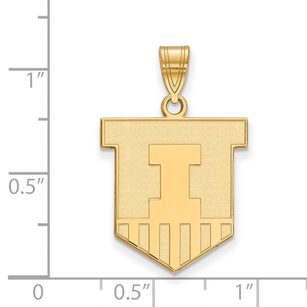 Vergoldet Sterlingsilber Logoart University Of Illinois Victory Abzeichen Groß Anhänger