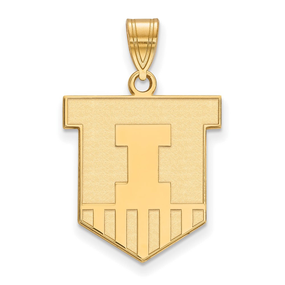 10K Gelbgold Logoart University Of Illinois Victory Abzeichen Groß Anhänger