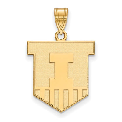 10K Gelbgold Logoart University Of Illinois Victory Abzeichen Groß Anhänger