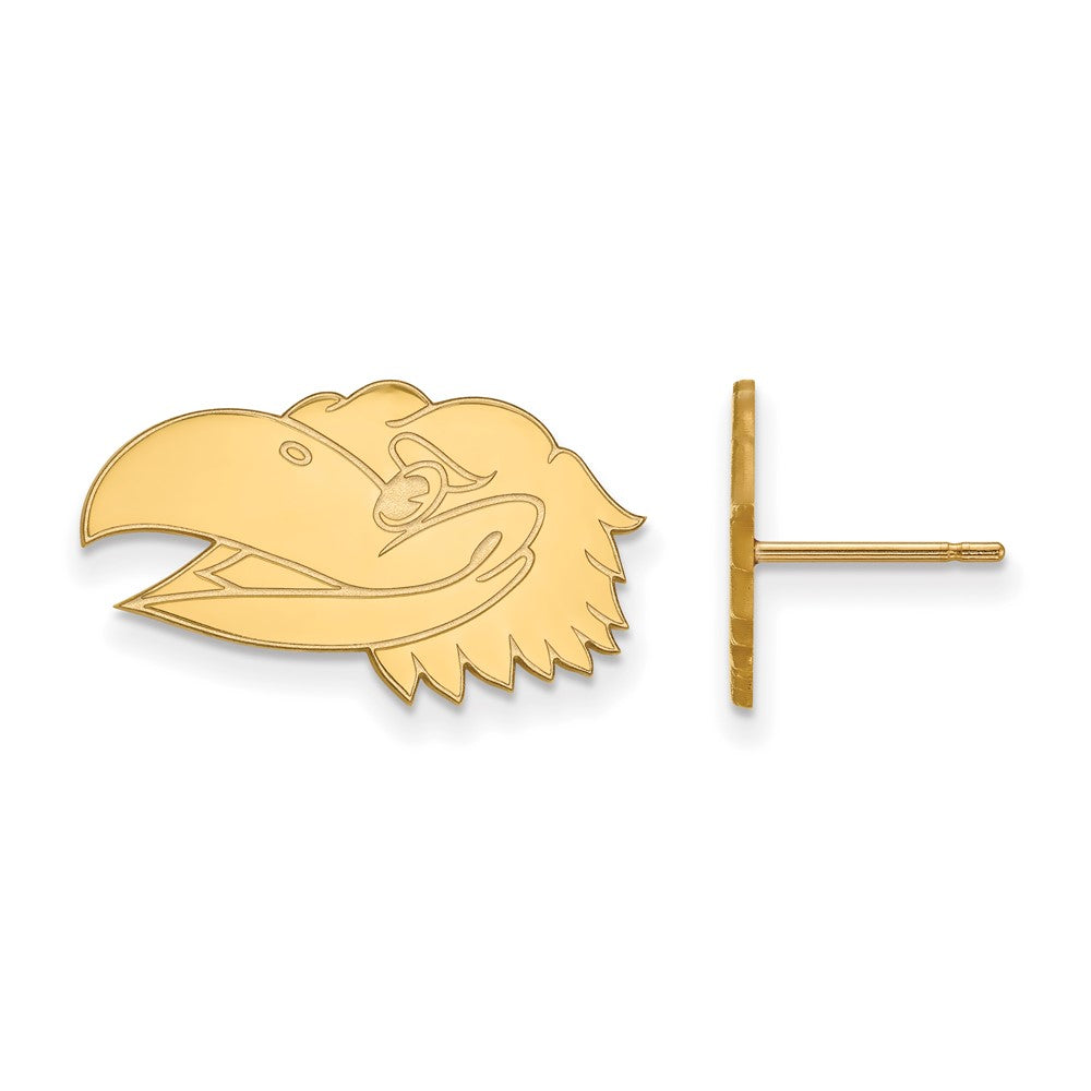 Vergoldet Sterlingsilber Logoart University Of Kansas Jayhawk Klein Ohrstecker