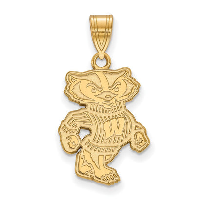 Vergoldet Sterlingsilber Logoart University Of Wisconsin Badger Groß Anhänger