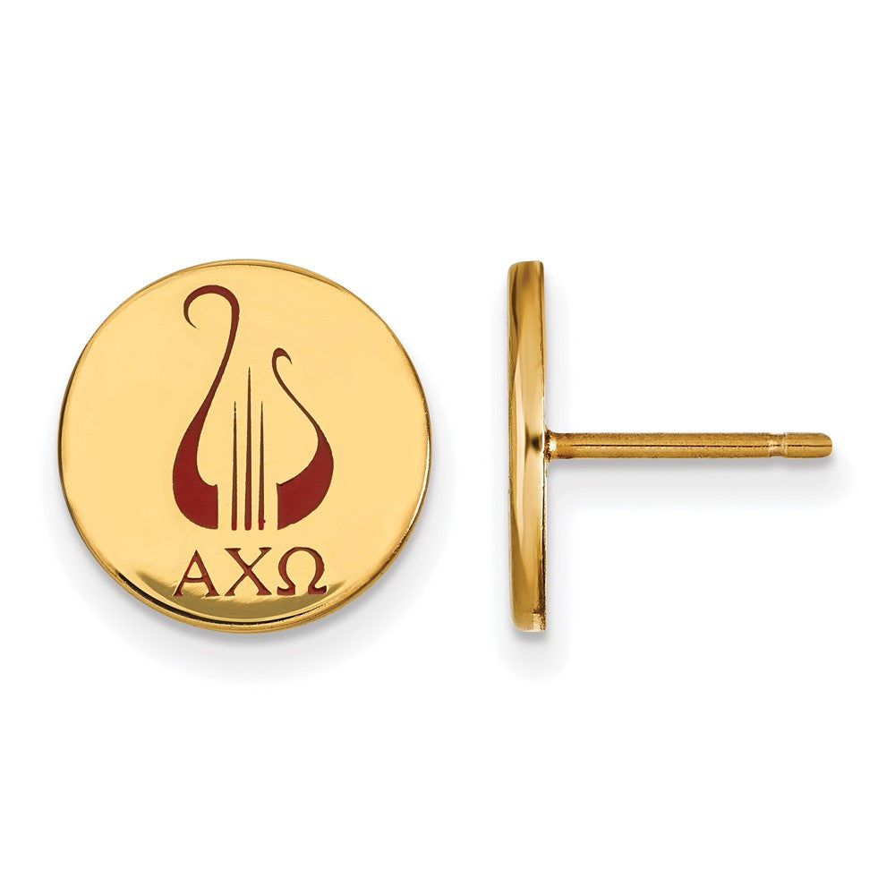 Vergoldet Sterlingsilber Logoart Alpha Chi Omega Sorority Symbol Farbe Emaille Ohrstecker