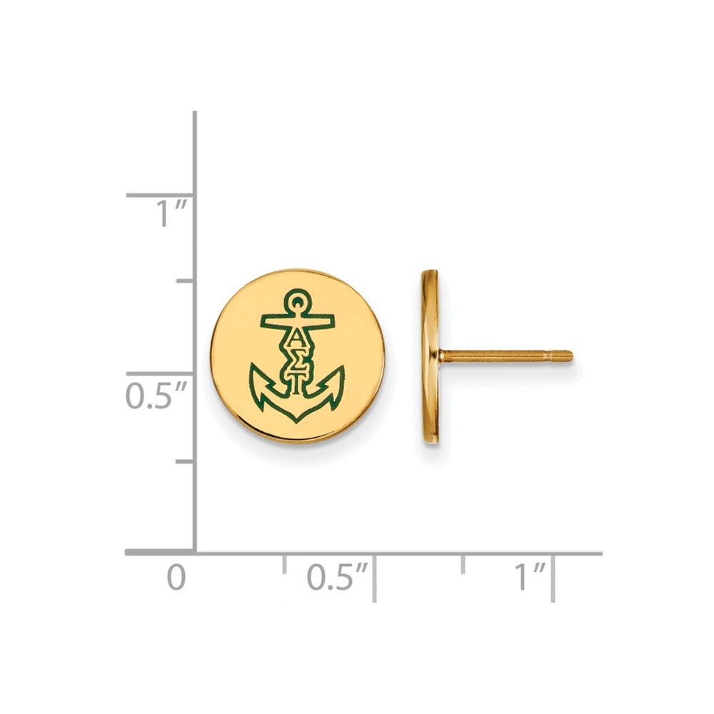 Vergoldet Sterlingsilber Logoart Alpha Sigma Tau Sorority Symbol Farbe Emaille Ohrstecker