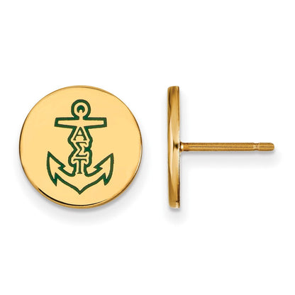 Vergoldet Sterlingsilber Logoart Alpha Sigma Tau Sorority Symbol Farbe Emaille Ohrstecker