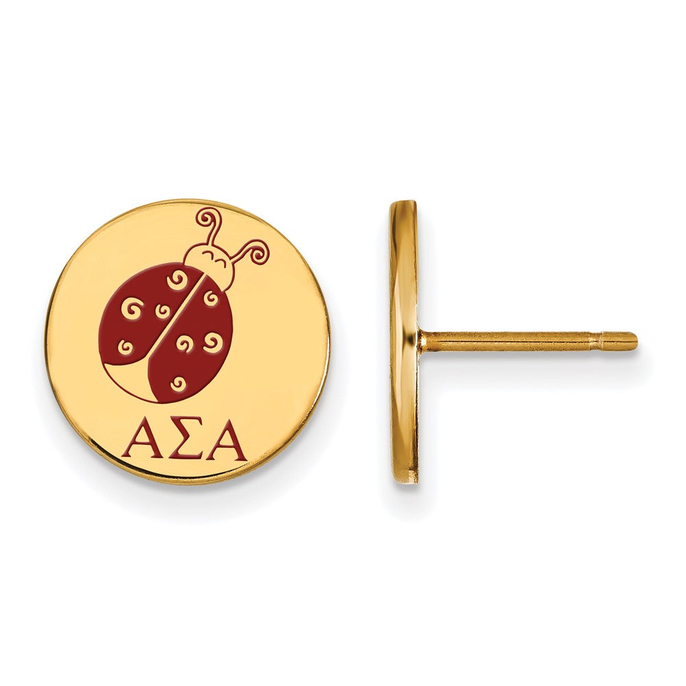 Vergoldet Sterlingsilber Logoart Alpha Sigma Sorority Symbol Farbe Emaille Ohrstecker
