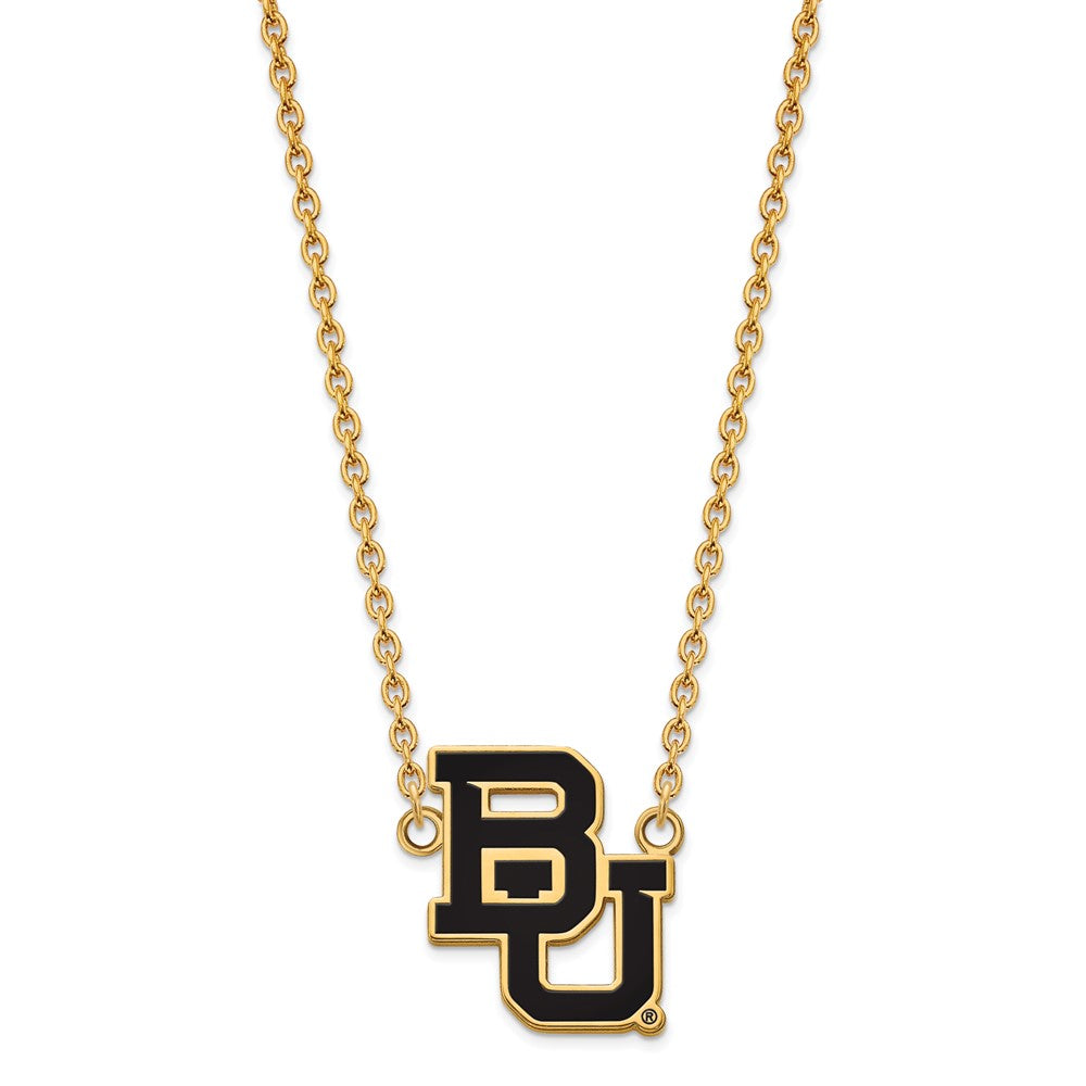 Vergoldet Sterlingsilber Logoart Baylor University Bears Groß Emailliert Anhänger 18 Zoll Halskette