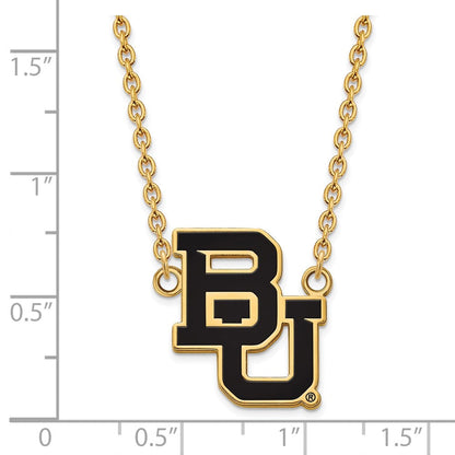 Vergoldet Sterlingsilber Logoart Baylor University Bears Groß Emailliert Anhänger 18 Zoll Halskette