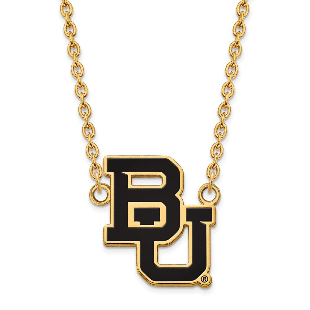 Vergoldet Sterlingsilber Logoart Baylor University Bears Groß Emailliert Anhänger 18 Zoll Halskette