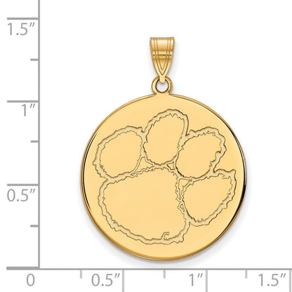 Vergoldet Sterlingsilber Logoart Clemson University Tiger Paw Extra Groß Plättchen Anhänger