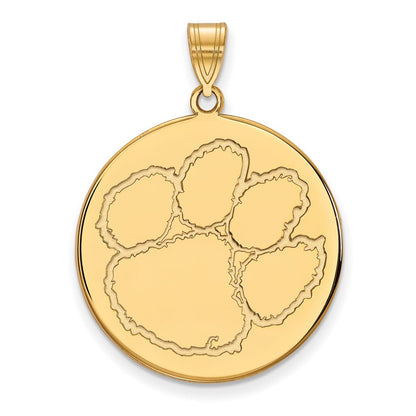 10K Gelbgold Logoart Clemson University Tiger Paw Extra Groß Plättchen Anhänger