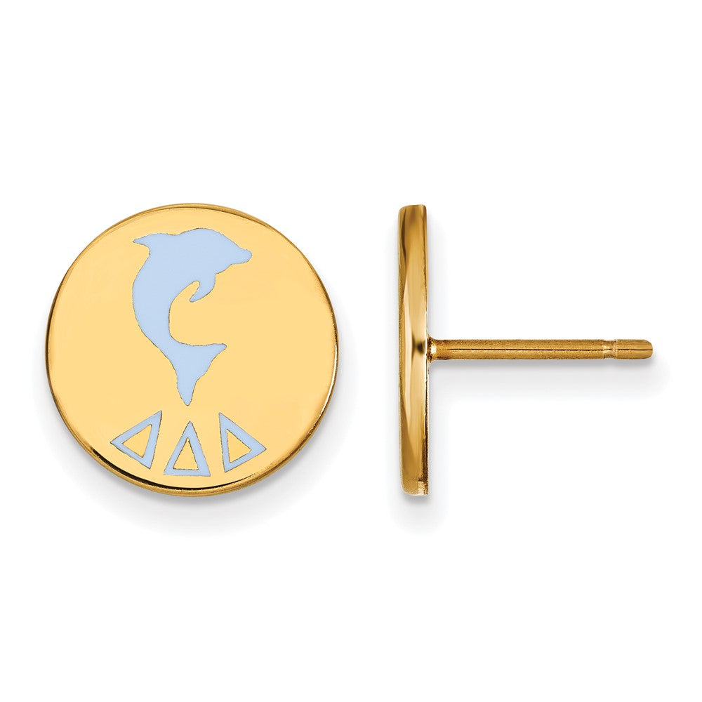 Vergoldet Sterlingsilber Logoart Delta Sorority Symbol Farbe Emaille Ohrstecker