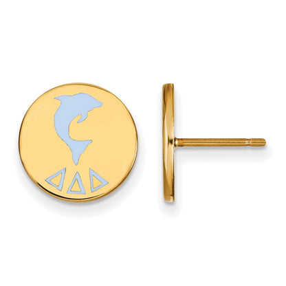 Vergoldet Sterlingsilber Logoart Delta Sorority Symbol Farbe Emaille Ohrstecker