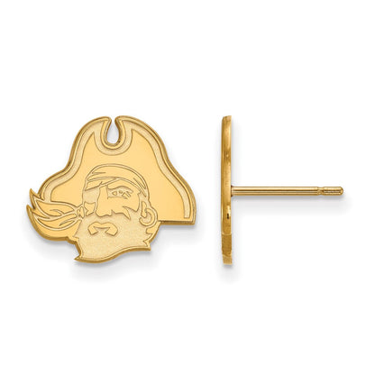 10K Gelbgold Logoart Ost Carolina University Pirat Klein Ohrstecker