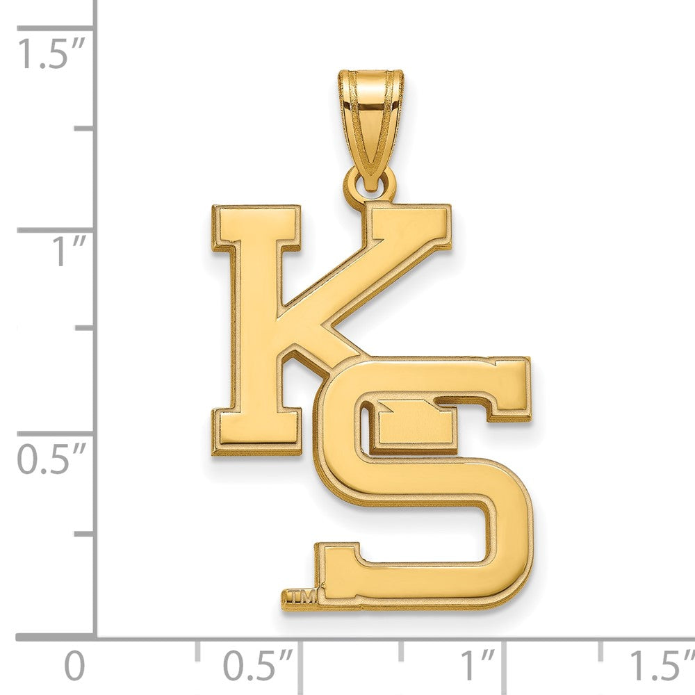 Vergoldet Sterlingsilber Logoart Kansas State University K S Extra Groß Anhänger