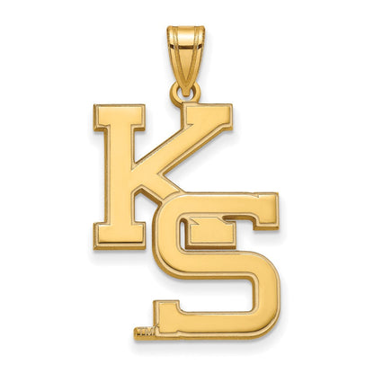 Vergoldet Sterlingsilber Logoart Kansas State University K S Extra Groß Anhänger