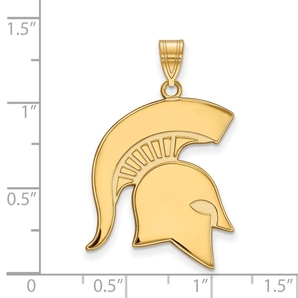 Vergoldet Sterlingsilber Logoart Michigan State University Spartan Extra Groß Anhänger