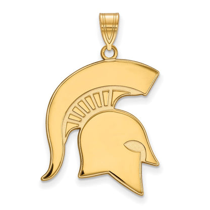 Vergoldet Sterlingsilber Logoart Michigan State University Spartan Extra Groß Anhänger