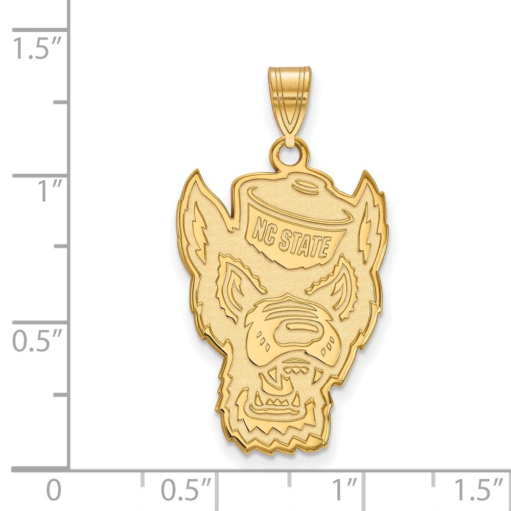 14K Gelbgold Logoart North Carolina State University Wolf Extra Groß Anhänger