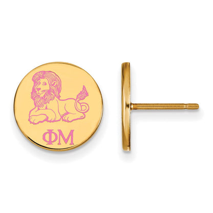 Vergoldet Sterlingsilber Logoart Phi Mu Sorority Symbol Farbe Emaille Ohrstecker