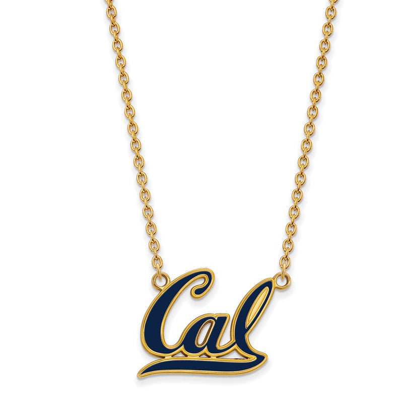 Vergoldet Sterlingsilber Logoart University Of California Berkeley Groß Emailliert Anhänger 18 Zoll Halskette