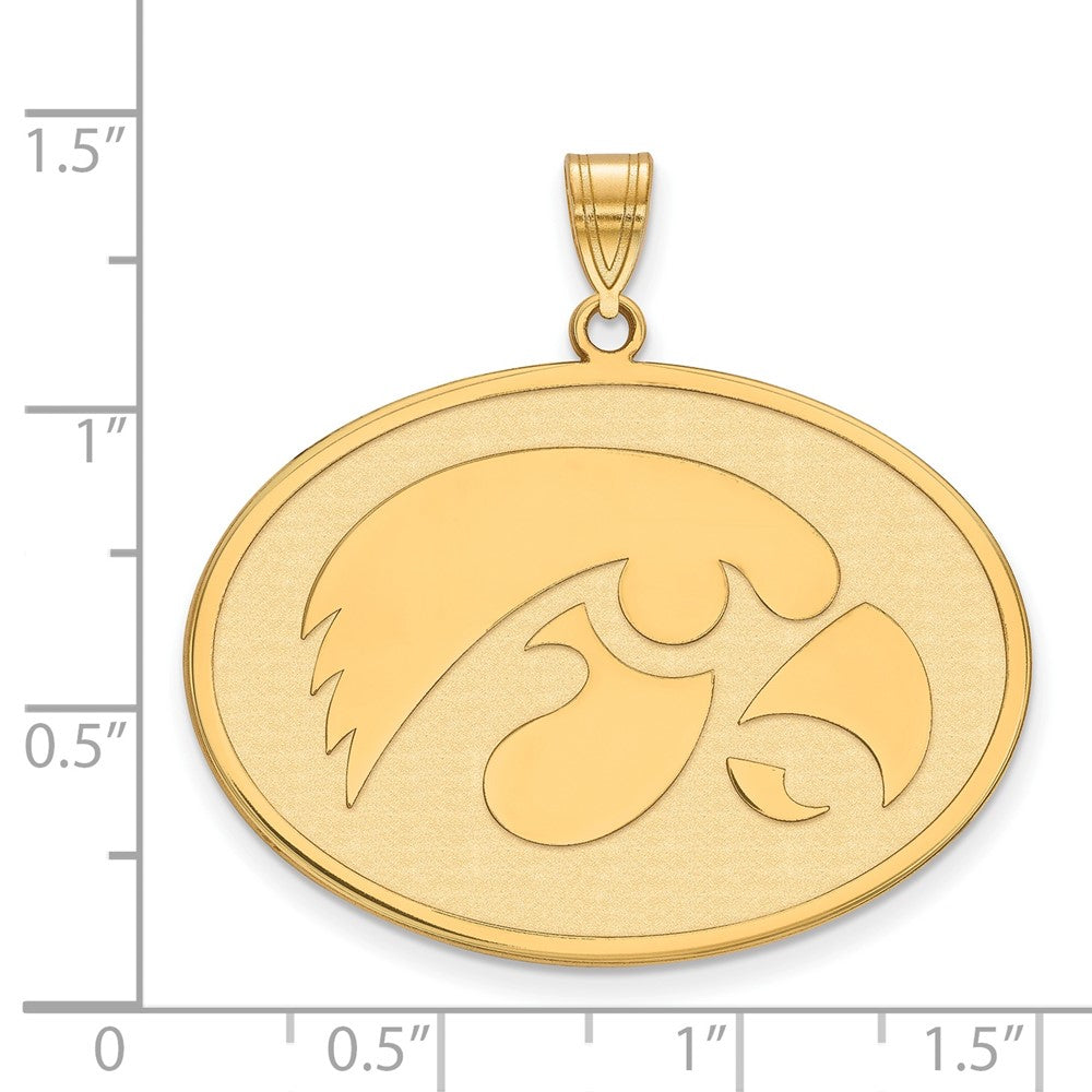 Vergoldet Sterlingsilber Logoart University Of Iowa Hawk Extra Groß Oval Anhänger